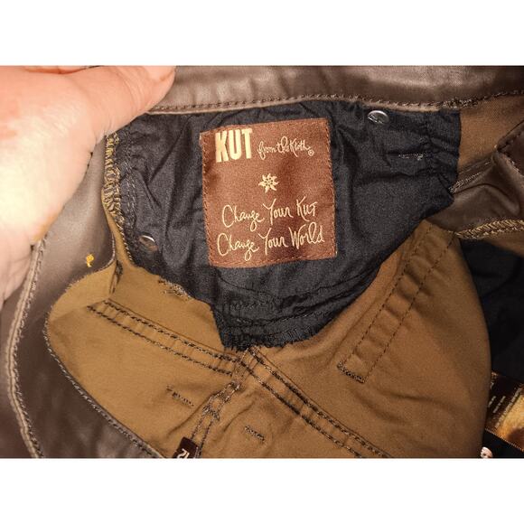 Kut From The Kloth Mia wax Coated Toothpick Skinny Jeans Size 12 brown - Picture 5 of 7